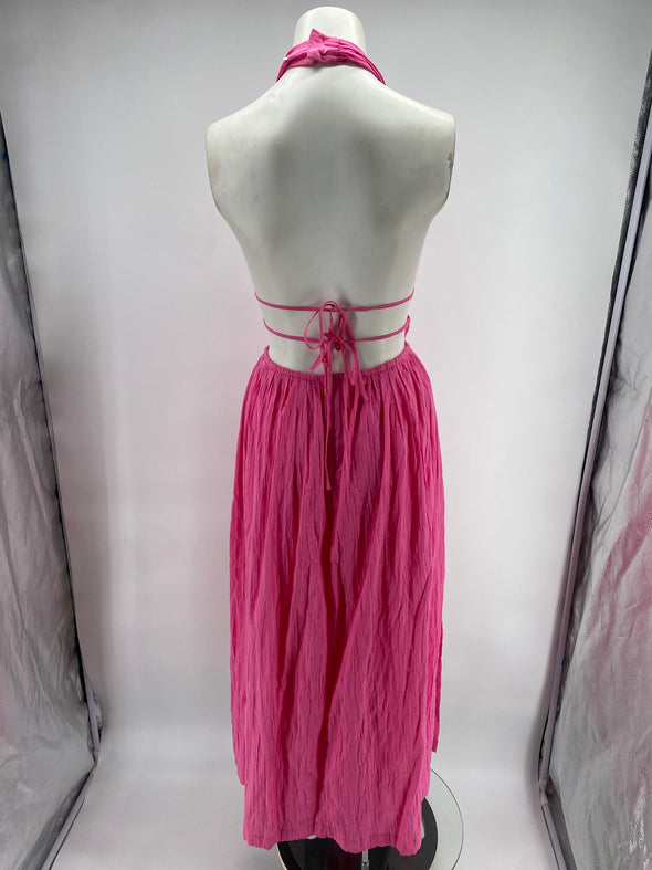 Robe longue rose