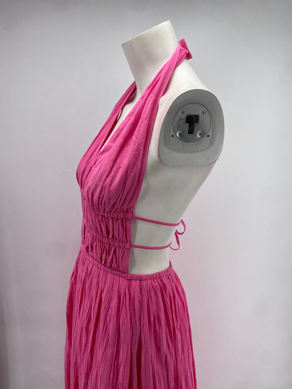 Robe longue rose