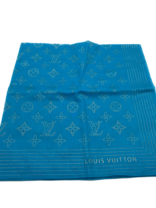 Foulard bleu motif logo