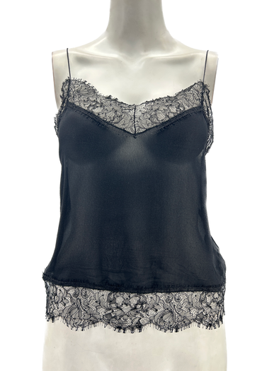 Top en soie et dentelle noir