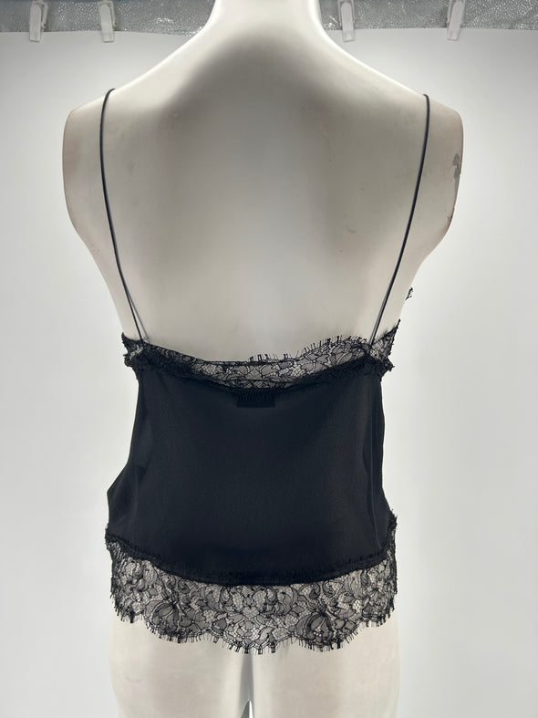 Top en soie et dentelle noir