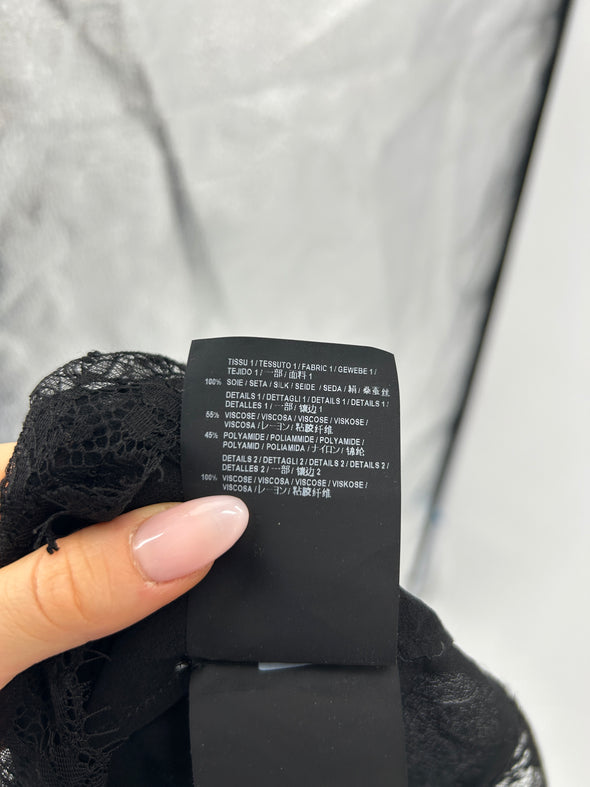 Top en soie et dentelle noir