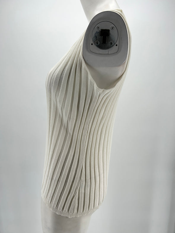 Débardeur blanc en maille côtelée