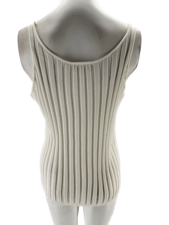 Débardeur blanc en maille côtelée