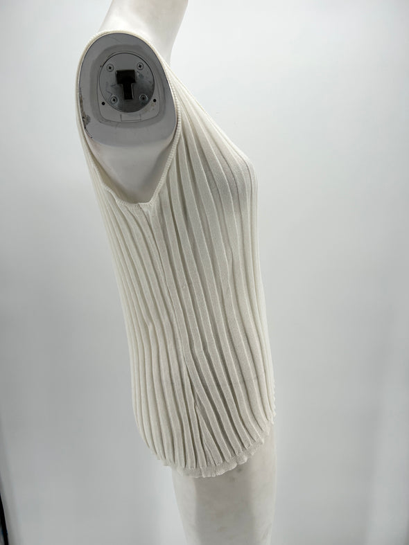 Débardeur blanc en maille côtelée