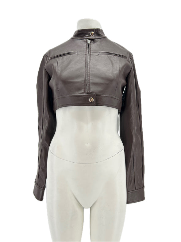 Veste courte en cuir synthétique
