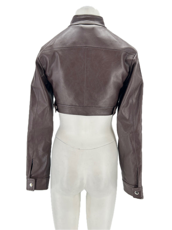 Veste courte en cuir synthétique