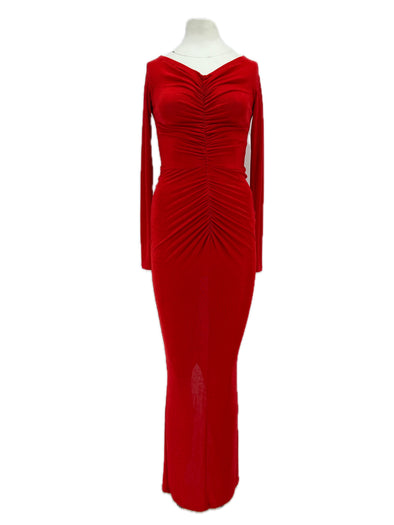 Robe froncée rouge