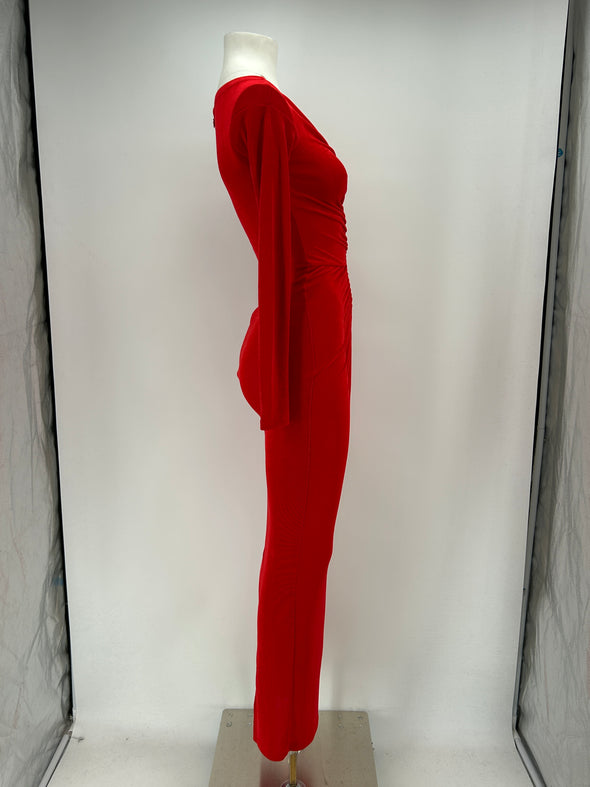 Robe froncée rouge