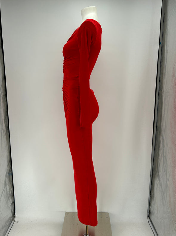 Robe froncée rouge