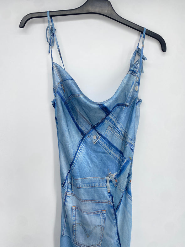 Robe longue imprimée jeans