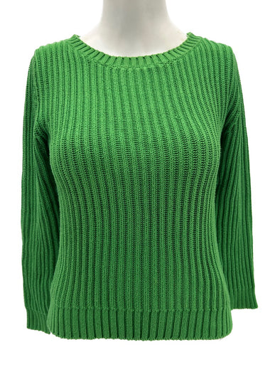 Pull vert en maille côtelée