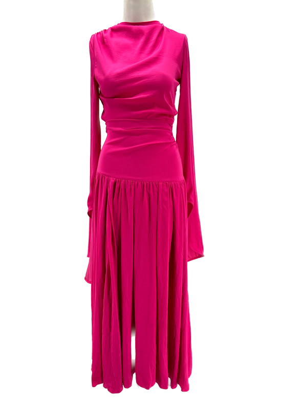 Robe longue rose