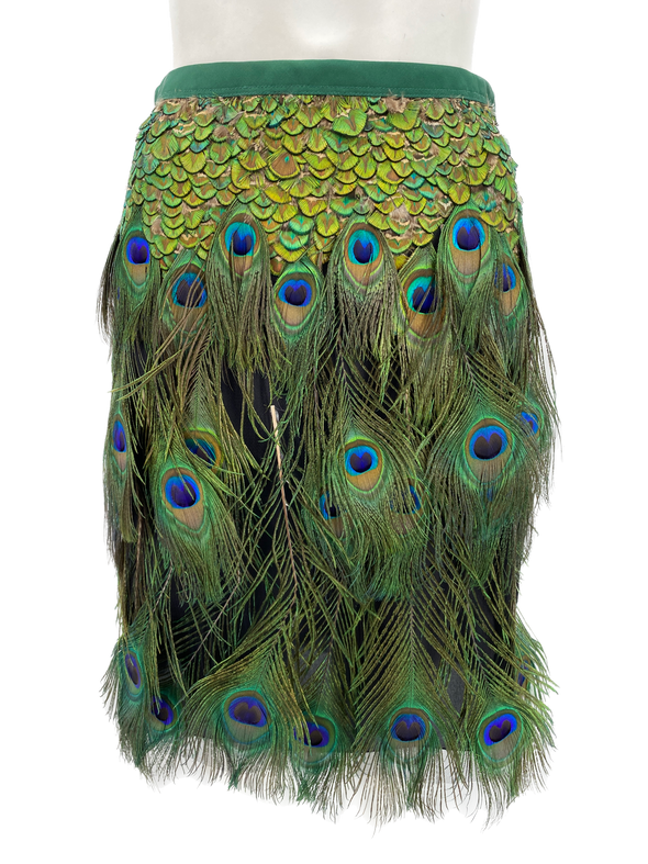 Jupe motif plumes de paon