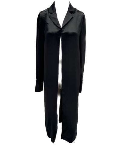 Veste longue noire en soie "Oyat"