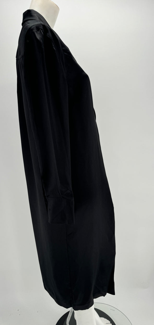 Veste longue noire en soie "Oyat"