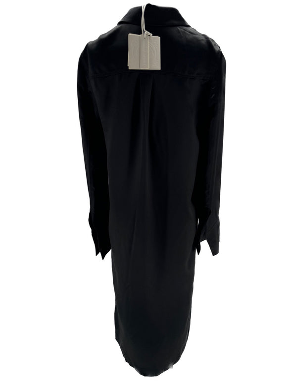 Veste longue noire en soie "Oyat"