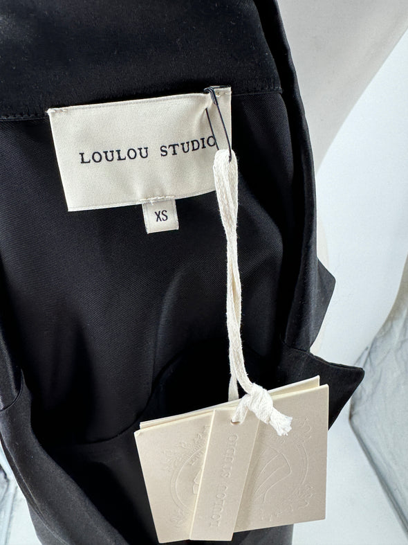 Veste longue noire en soie "Oyat"