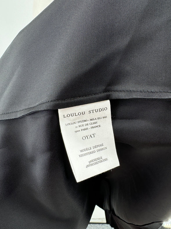 Veste longue noire en soie "Oyat"