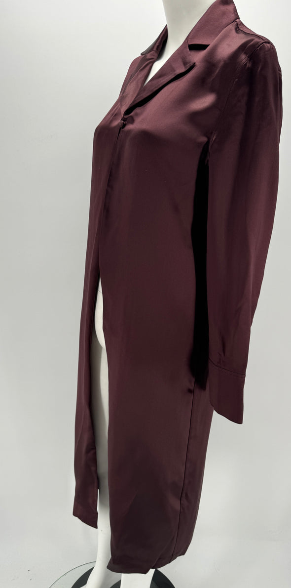 Veste longue noire marron en soie "Oyat"