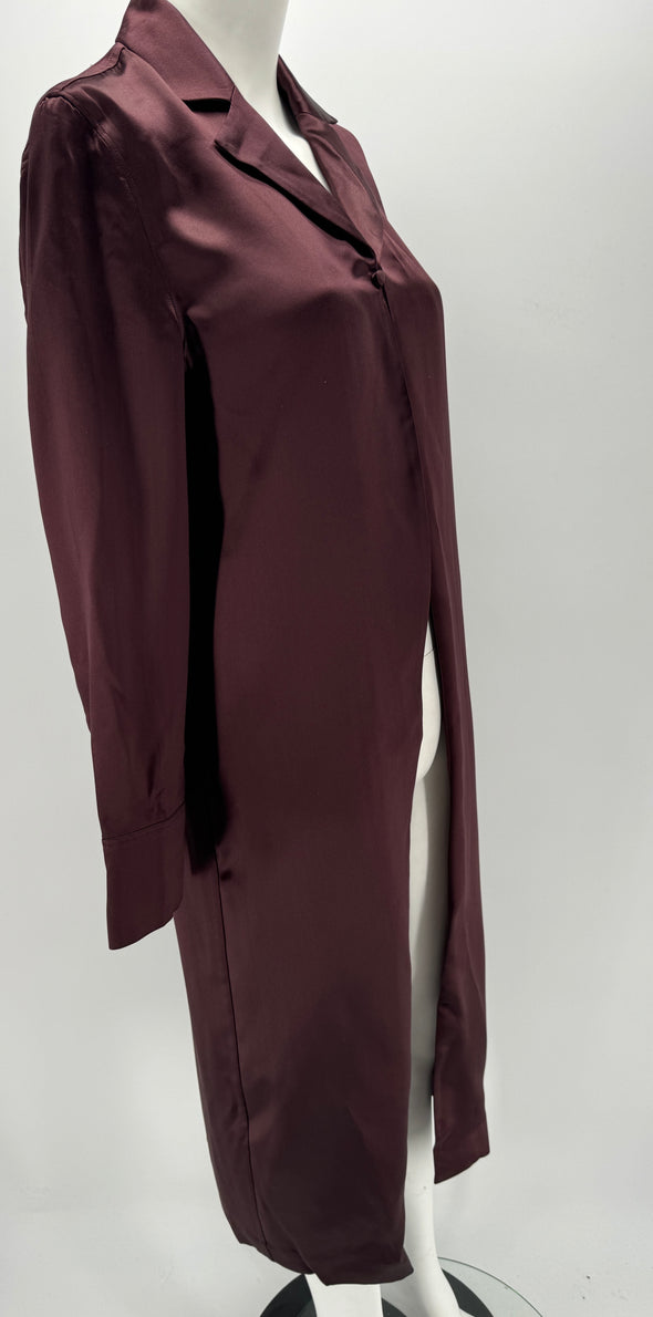 Veste longue noire marron en soie "Oyat"