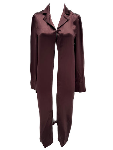 Veste longue noire marron en soie "Oyat"