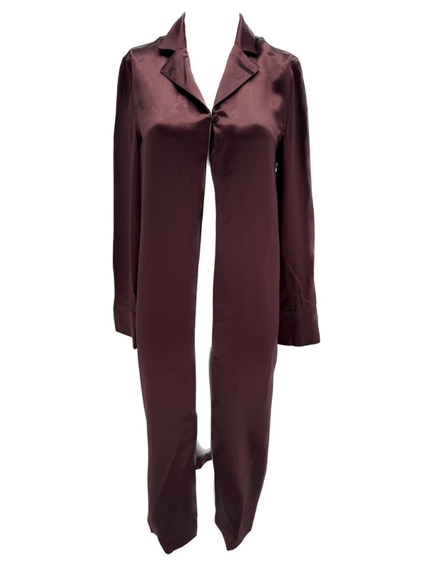 Veste longue noire marron en soie "Oyat"