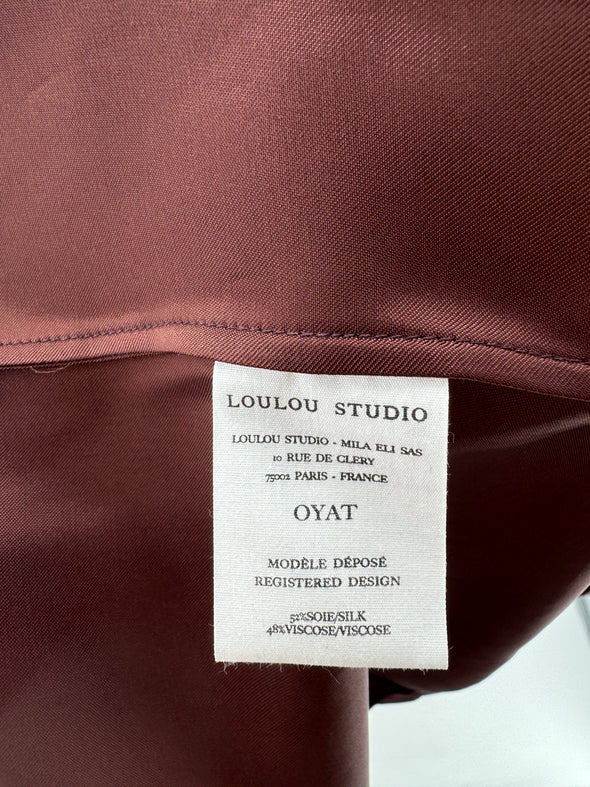 Veste longue noire marron en soie "Oyat"