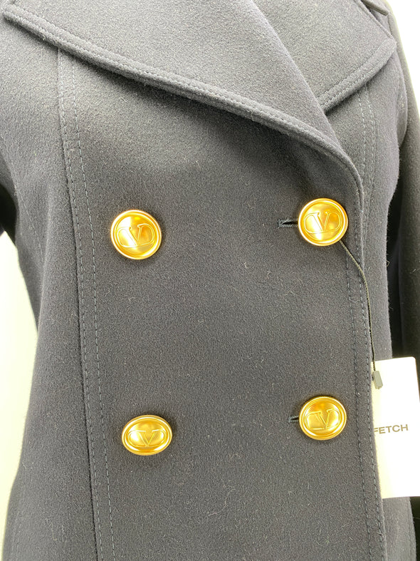 Manteau en laine à boutons dorés