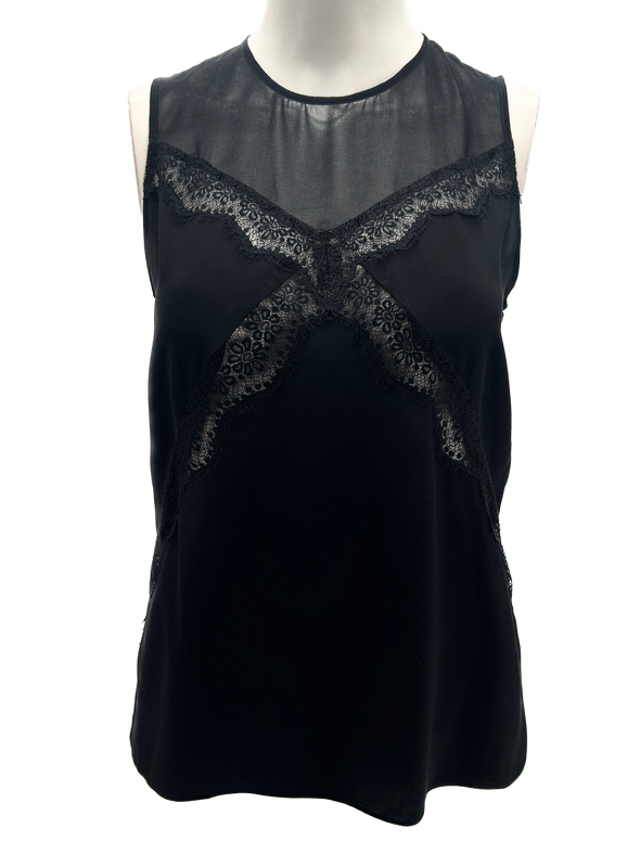 Top noir à dentelle en soie – Personal Seller Paris