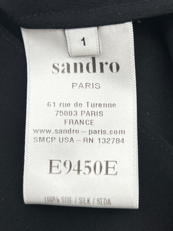 Top noir à dentelle en soie