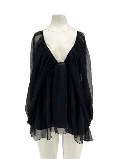 Top en soie noir