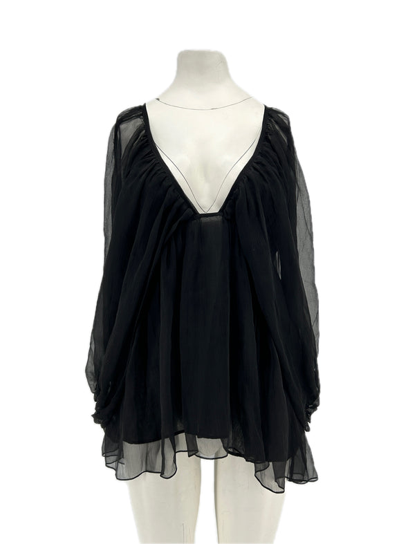 Top en soie noir