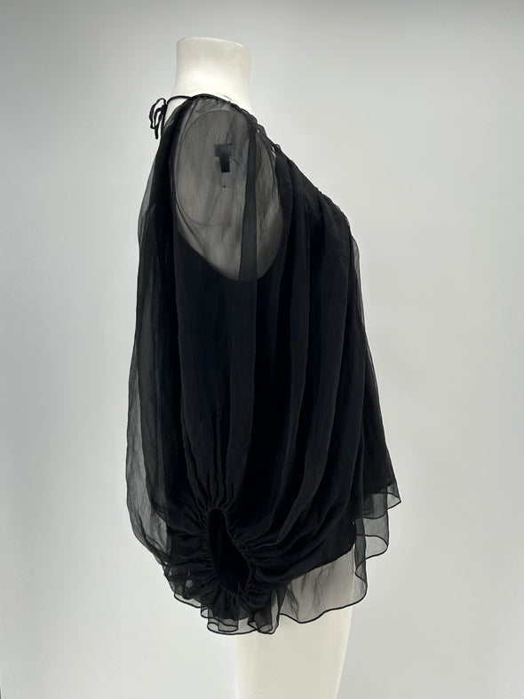 Top en soie noir