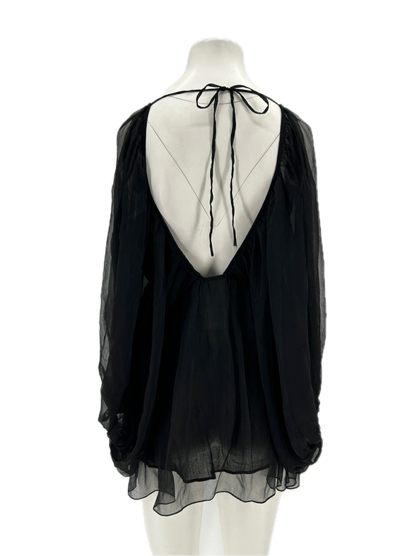 Top en soie noir