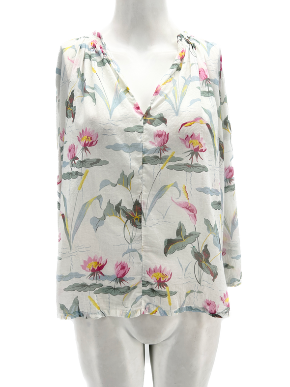 Chemise blanche à fleurs