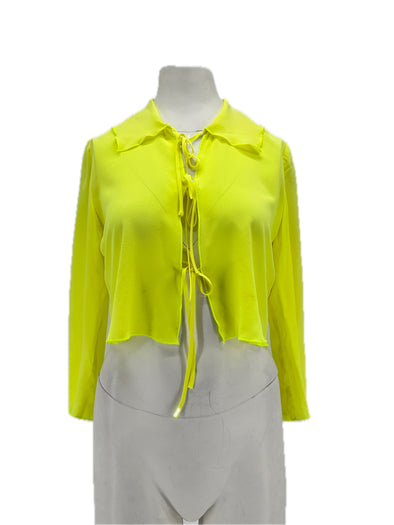 Top en soie jaune