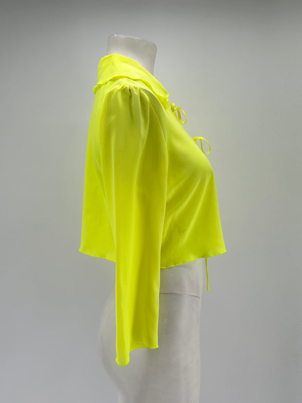 Top en soie jaune