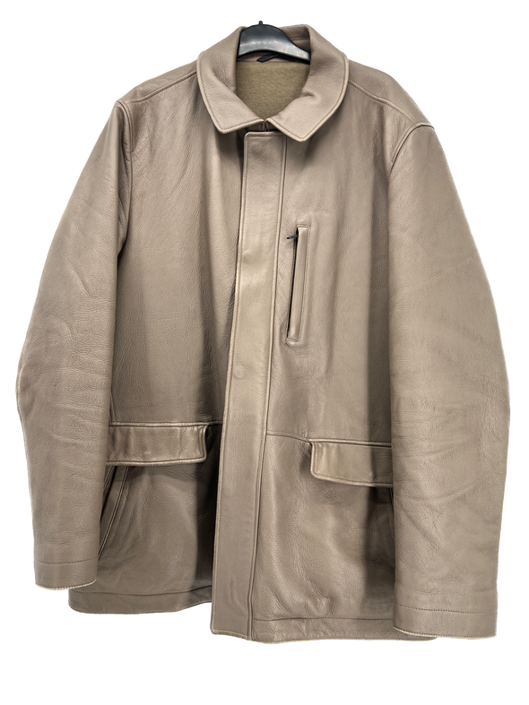 Veste en cuir beige