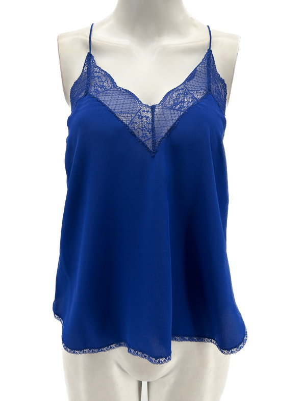 Caraco en soie bleu électrique