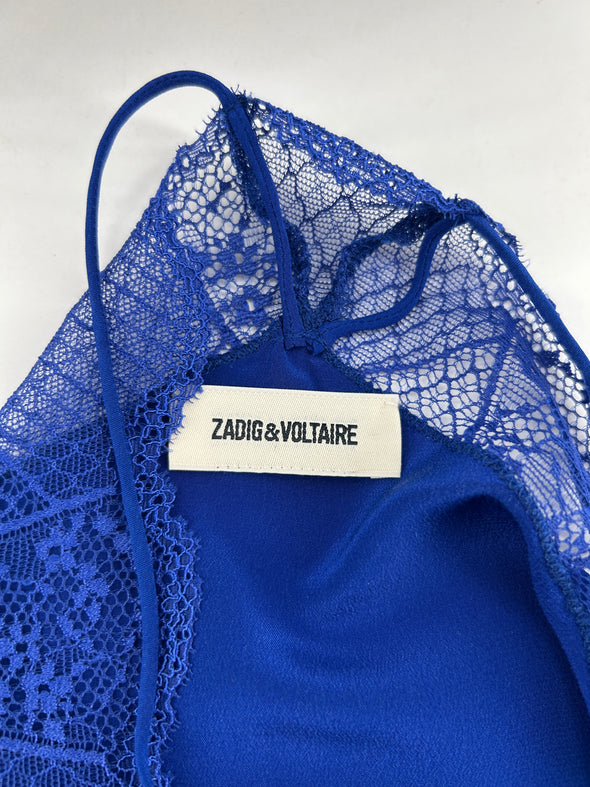 Caraco en soie bleu électrique