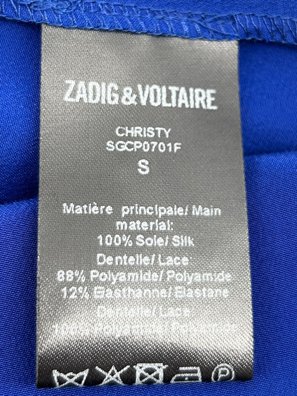 Caraco en soie bleu électrique