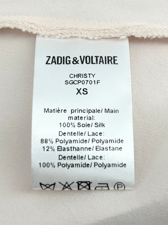 Caraco rose pâle en soie