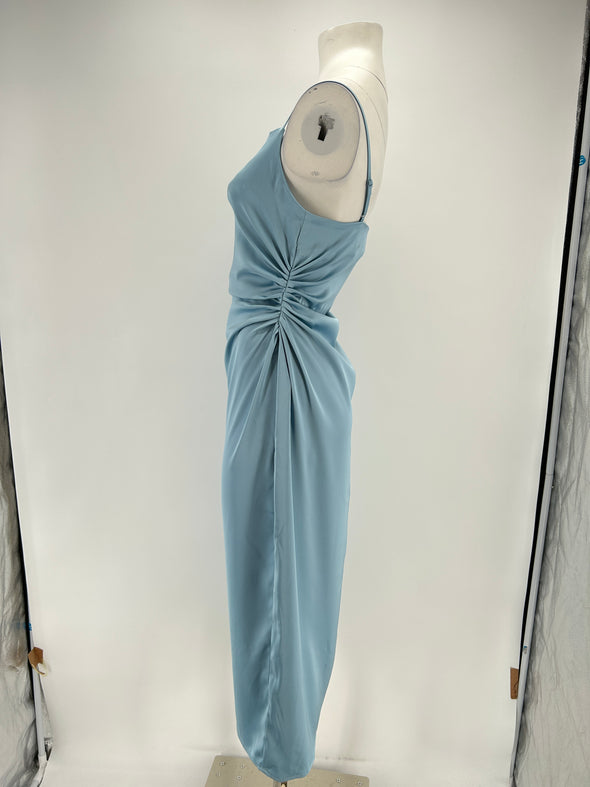 Robe satinée bleue