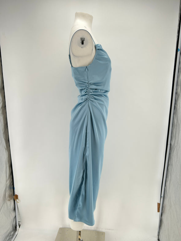 Robe satinée bleue