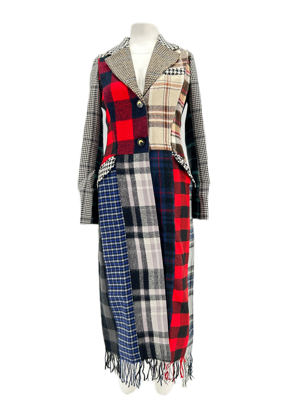 Manteau en patchwork de laine