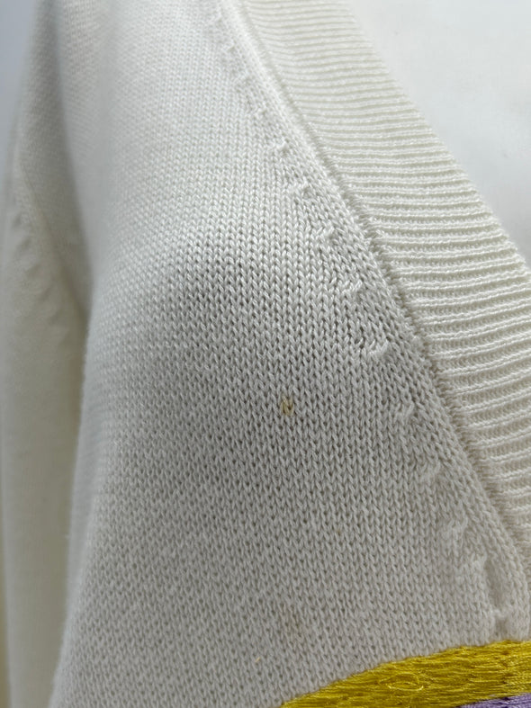 Cardigan blanc à motifs colorés