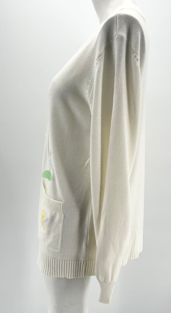 Cardigan blanc à motifs colorés