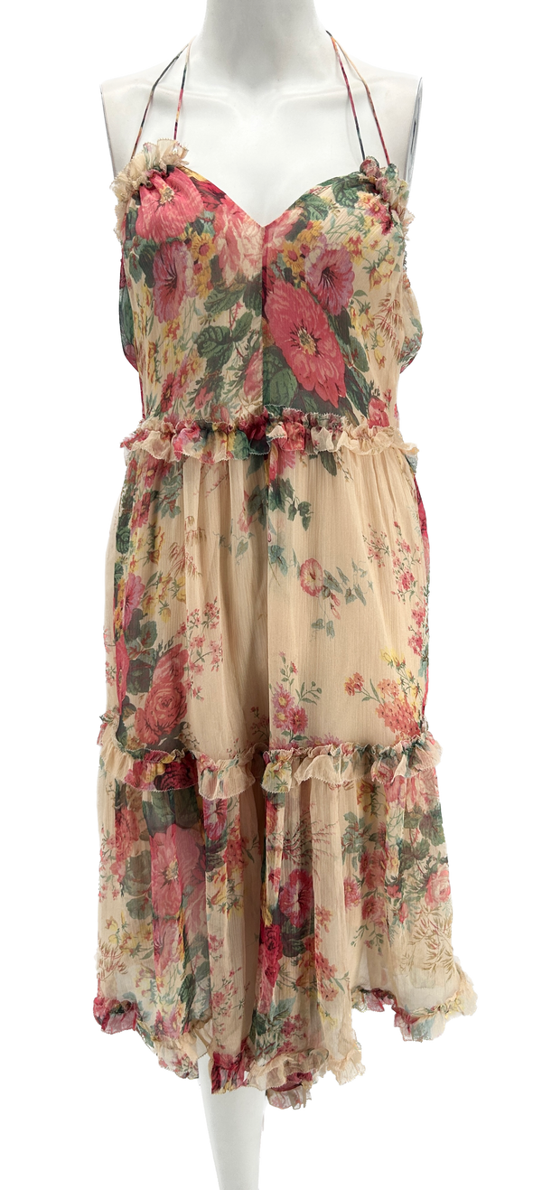 Robe longue fleuris à volants