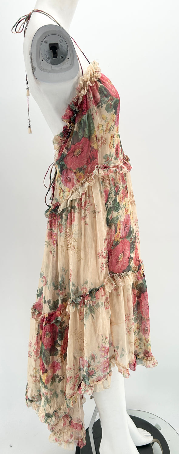 Robe longue fleuris à volants